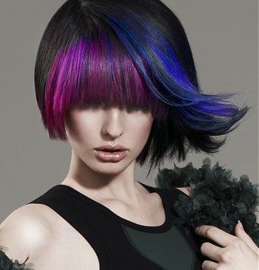 A medium black straight coloured Modern Multi-Tonal hairstyle by Vivienne Mackinder