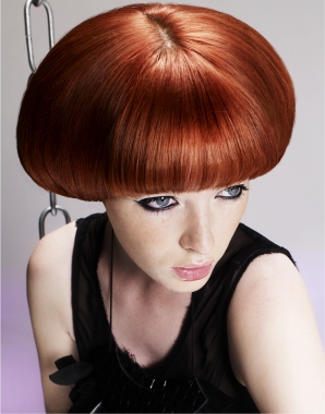 A long red straight mushroom coloured hairstyle by Diva