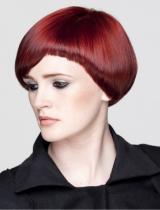 Short Red Fringe Hairstyle by Rainbow Room