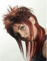 Long Red Spikey Hairstyle by Aesthetics