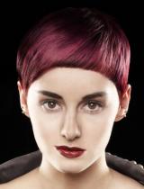 Short Red Fringe Hairstyle by Cutting Room Creative