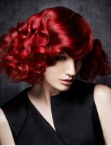 Medium Red Curly Hairstyle by Lanza