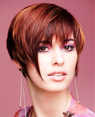 A medium brown straight coloured multi-tonal choppy hairstyle by William De Ridder