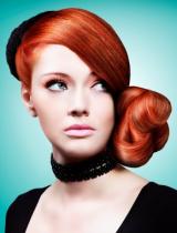 Long Red Updo Hairstyle by Q Hair & Beauty