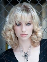 Long Blonde Fringe Hairstyle by Moutons Salon