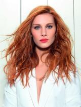 Long Red Shaggy Hairstyle by Coiff&Co