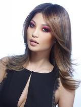 Long Brown Flicked Hairstyle by Trendy Hair