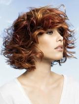 Medium Red Curly Hairstyle by Saint Algue