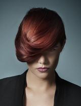 Medium Red Sculptured Hairstyle by Farouk