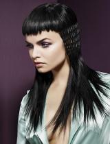 Long Black Choppy Hairstyle by Rainbow Room