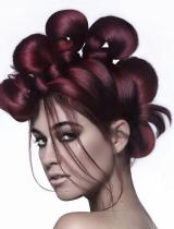 Red Top-Knot Hairstyle by Lanza