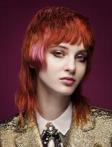 Red Fringe Hairstyle by Allen Ruiz